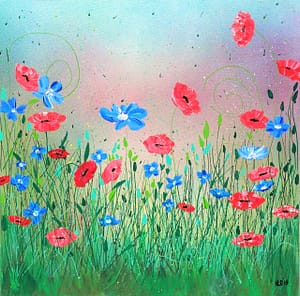 ILO'S Flowerbed, acryl op 3-D doek, 60 x 60 cm  EUR 225,-